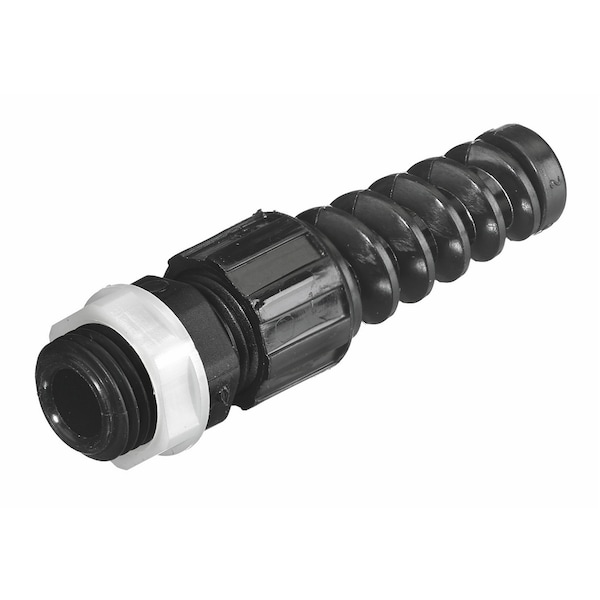 Cord Connectors, Straight Male, .20"- .27" (5.1-6.7), Nylon Miniature with Spiral